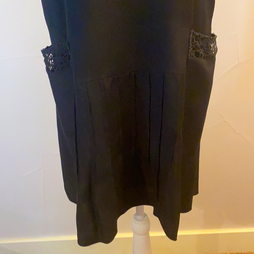 Rag and Bone Silk Dress with Crochet Netting Detail at Neck and Pockets. - Picture 3 of 10
